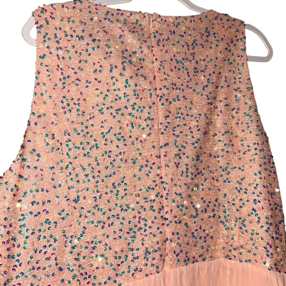 New Boohoo Plus Size Occasion pink Sequin Contrast Midi Dress size 24 4X - Picture 6 of 8